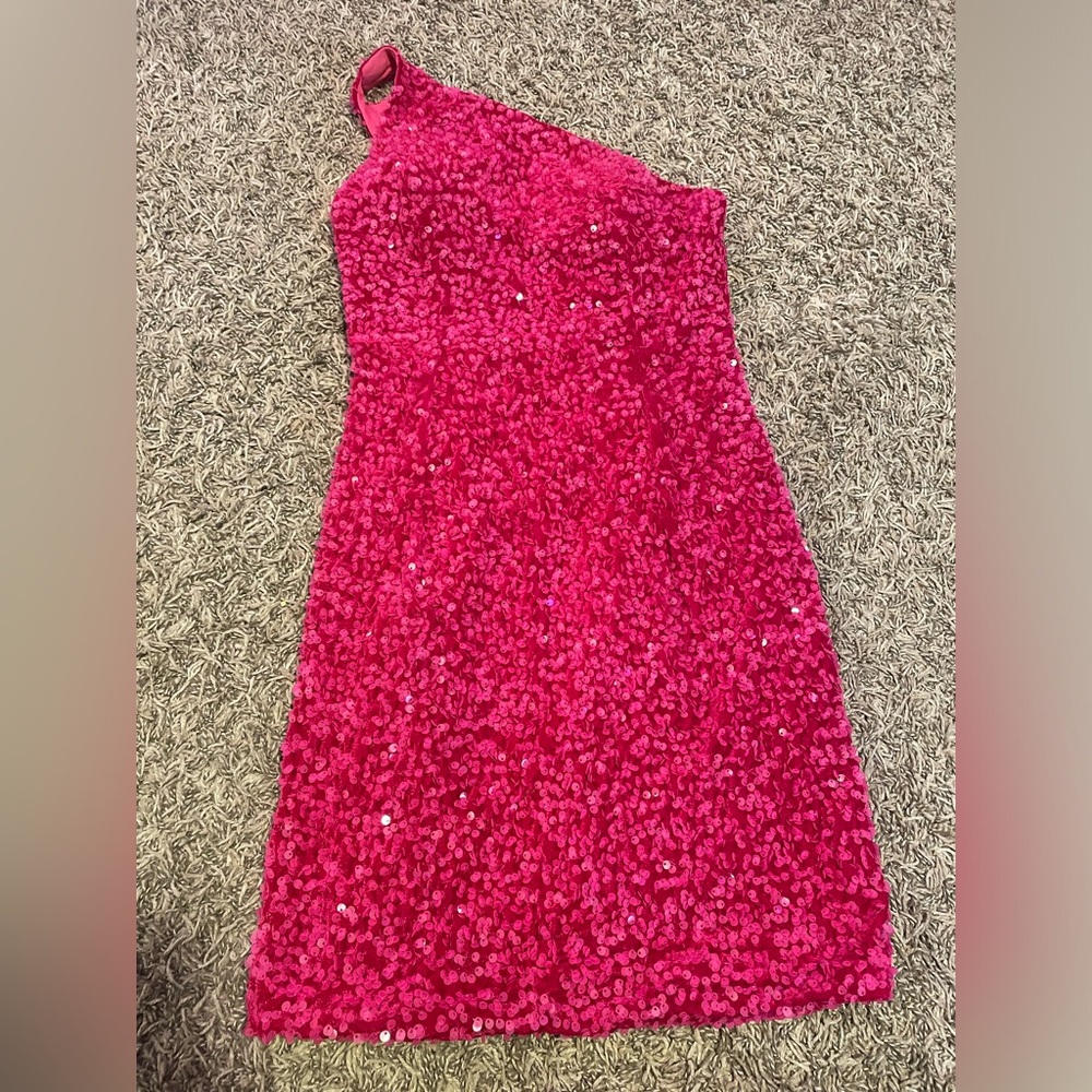 Hot pink one strap homecoming dress